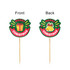 A pack of 100 custom sticker toothpicks featuring a festive Christmas design in red, green, and yellow.