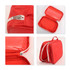A red empty first aid kit bag with a handle, featuring a zip closure and transparent inner compartments.