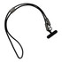A black charging lanyard with two grey ends, featuring a logo at the top.