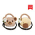 A plush handbag featuring a bear design on one side and a duck design on the other, in soft brown and cream colours.