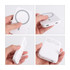 A white magnetic wireless power bank held in a hand, featuring a logo, charging ports, and a compact design.