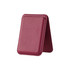 A maroon PU foldable magnetic card holder that doubles as a phone stand, featuring a simple design and a logo.