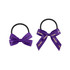 Two elastic hair bows, one purple with a black band and the other purple with the word "Chocolate" in gold, featuring a logo.