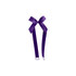 A purple adhesive ribbon bow with long tails, featuring a smooth satin finish and a central knot.