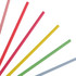 A collection of disposable 3-ply drinking paper straws in pink, red, yellow, green, and blue, arranged in a fan shape.