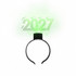 A green light-up acrylic sign headband featuring the number "2027" on a black headband.