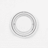 A transparent circular fidget spinner with two concentric rings. It features a smooth surface and a central spinning axis.