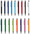 A collection of Polar aluminium pens in various colours, including black, blue, green, and orange, with silver accents.