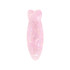 A pink, iridescent hair clip shaped like a fish, featuring a glossy finish and smooth contours.