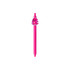 A pink pen with a dragon design on top and a clip. It features a logo on the barrel.
