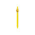 A yellow acrylic pen featuring a cute bee character on the top and a logo.