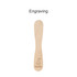 A wooden ice cream spoon stick in a light, natural colour with engraved design. Features a logo.