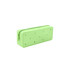 A green silicone pencil case with heart-shaped cutouts and a zip closure. It features a simple and sleek design.