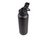 A drink bottle in black, featuring a quick release cap and a sculpted design. It has a brand logo on the side.