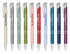 A collection of Argento Matt Pens in various colours including grey, green, pink, blue, and purple, featuring branding.
