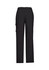 A pair of black women's cargo pants featuring a comfort waist design and side pockets. Includes a logo.