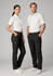 Men's cargo pants in black displayed on a male model, paired with a white shirt. The design includes multiple pockets.