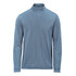 A men's pullover in a soft blue shade with a quarter zip and long sleeves; features a logo.