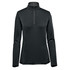 A Women's Zermatt 1/4 Zip Pullover in black with a high neck and long sleeves, featuring a zipper at the collar.