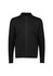 A men's zip front jumper in black, featuring a sleek design and a subtle logo. Ideal for casual wear.