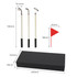 A golf pen gift set featuring three golf club-shaped pens and a black gift box with a red flag.