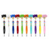 A collection of ten Mop Topper pens in various colours, each featuring a cheerful, fuzzy-haired character on top.