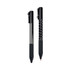 Two black pens with different textures, one smooth and one patterned, featuring clips for attachment.