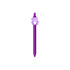 A purple pen featuring a bear design on the top and a smooth writing tip. It includes a logo on the body.