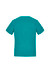 A teal women's t-shirt featuring short sleeves and a simple, unembellished design, with a logo on the back.