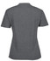 A grey ladies polo shirt featuring a classic design and a collar, with a branding logo on the back.