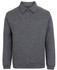 A dark grey 1/2 zip fleecy jumper featuring a collar and long sleeves, with a subtle logo.