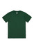 A green short sleeve t-shirt featuring a crew neck design and a logo on the label.