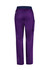 Purple women's straight leg scrub pants featuring a back pocket and a side cargo pocket. Includes a branded logo.