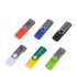 A collection of six double-end Belton Micro USB flash drives in red, blue, black, white, yellow, and green. Each has a logo.