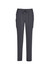 Grey slim leg scrub pants with a drawstring waist and side pockets. Features a logo on the waistband.