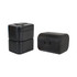 A black universal travel adapter kit featuring two stackable adapters and a protective case.
