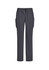 A pair of women's straight leg scrub pants in a dark grey colour with side pockets and a drawstring waist.