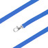 A blue bootlace lanyard with a silver clip at one end, featuring a textured surface.