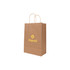Kraft paper bag with twisted handles, featuring a logo, in a natural brown colour.