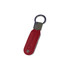A red leather swivel flash drive with a metal keyring and branding on the surface.