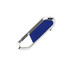 A blue and silver mini carabiner flash drive with a sleek design and a logo on the surface.