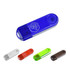 A transparent swivel flash drive available in blue, green, red, white, and brown, featuring a logo.