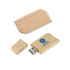 A wooden butterfly flash drive in light wood colour, featuring a removable cap and a branding logo.