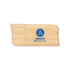A wooden flash drive with a smooth finish and a logo. The colour is a light natural wood tone.