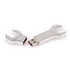 A silver dual spanner flash drive with a removable spanner cover, designed for data storage.
