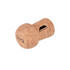 A champagne cork-shaped flash drive in natural cork colour with a logo and the word "Luck" engraved.