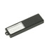 A sliding acrylic flash drive in black with a clear, branded section for logo display.