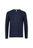 A navy long sleeve men's performance tee shirt with a crew neck and raglan sleeves, featuring a logo.