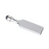 A silver touch pen USB flash drive with a black tip, featuring a logo on its side.
