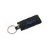 A black keychain pouch featuring a keyring and a logo. The pouch is designed for holding small items.